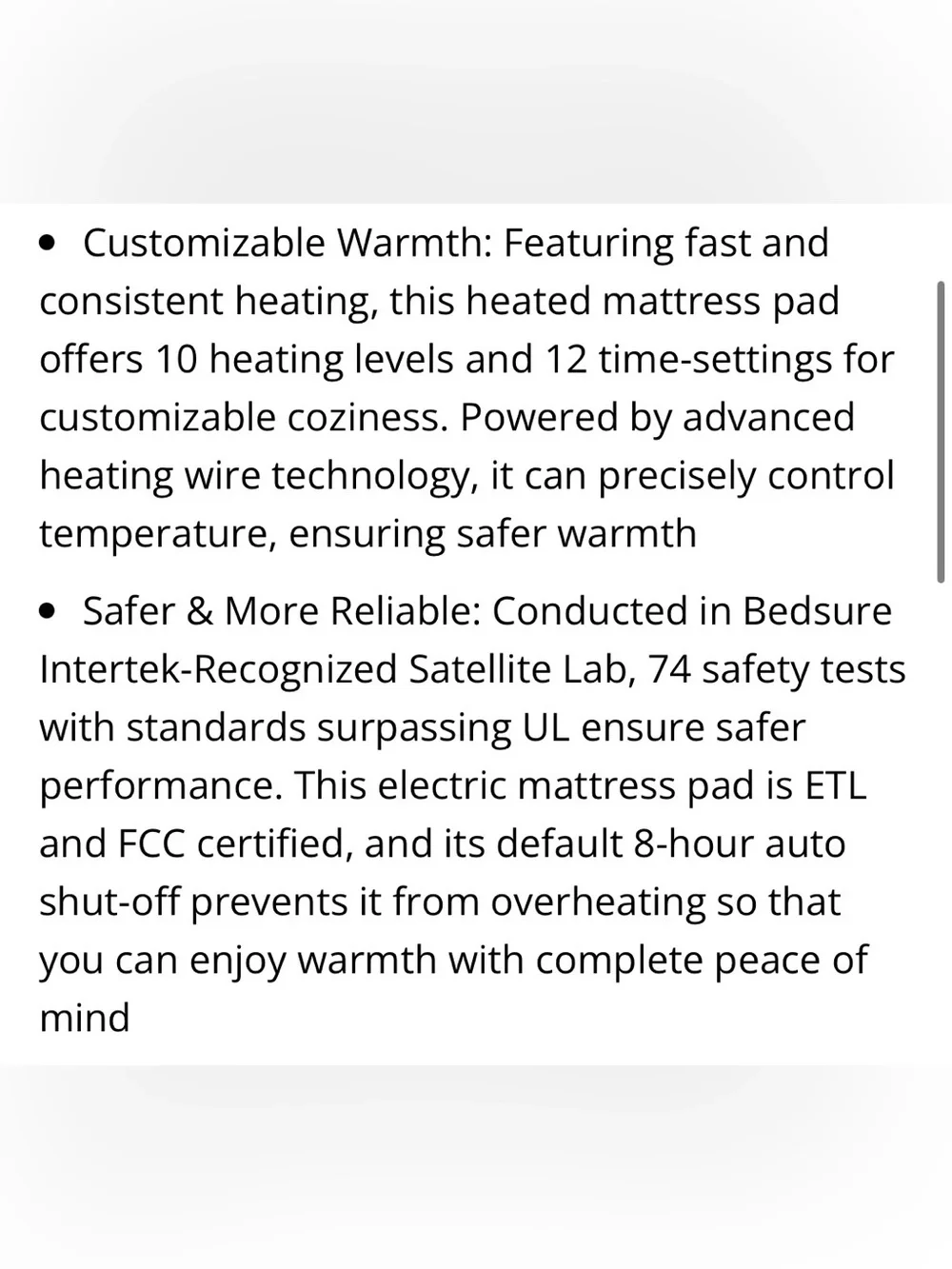 WHITE Heated Mattress Pad with Remote -FULL